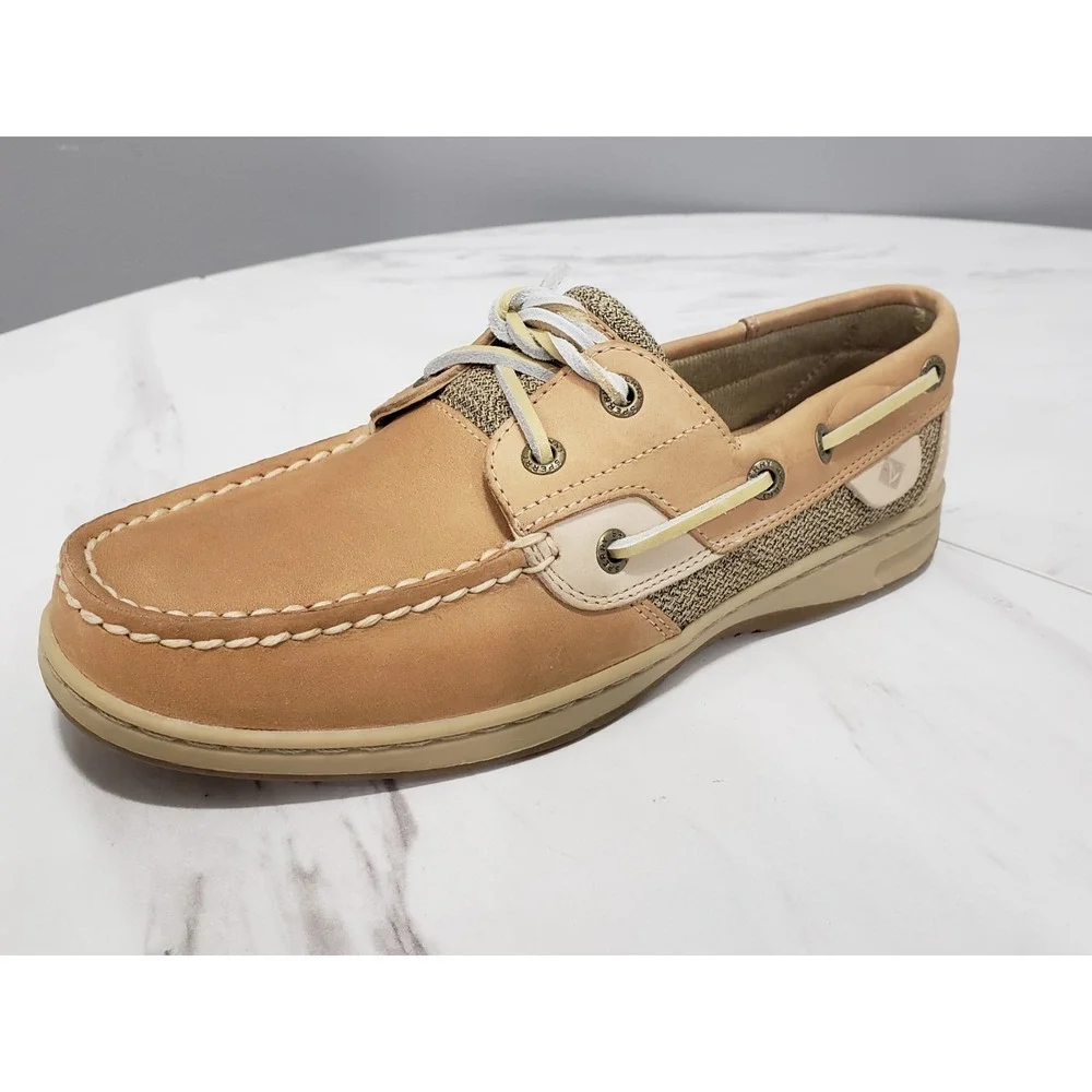 NEW NO BOX SLIP ON 9276619 Womens size 7.5 Sperry BLUEFISH 2-EYE BROWN LINEN